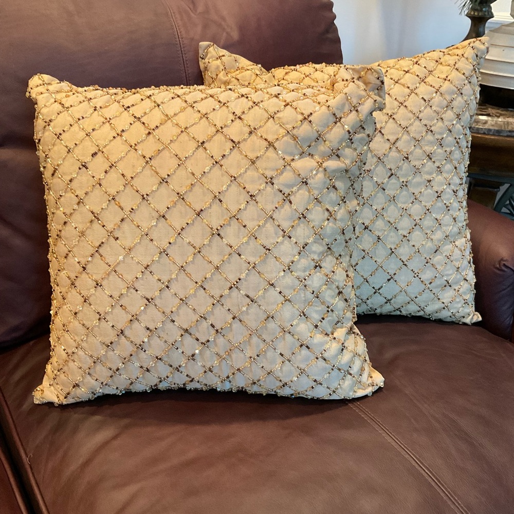 Gold beaded pillow set 2